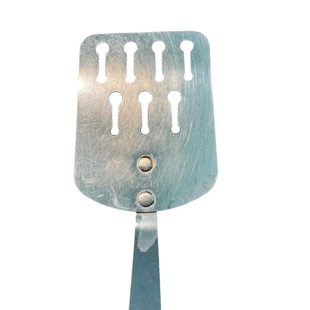 Vintage Ekco Slotted Spatula Chromium Plated Off White‎ Plastic Handle USA Made